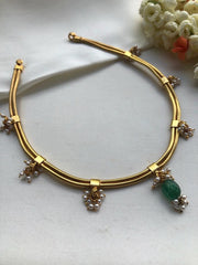 2 line gold polish necklace with pearls bunch-Silver Neckpiece-pl-House of Taamara