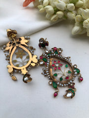 Agate & kundan intricate work earrings with pearls bunch-Earrings-PL-House of Taamara