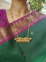 Antique Comb style pendant with pearls chain-Silver Neckpiece-PL-House of Taamara