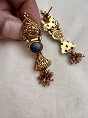 Antique Gold polish blue stone hangings-Earrings-CI-House of Taamara