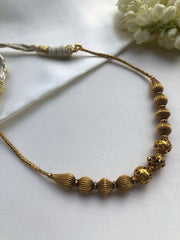 Antique Gold polish chain with antique style beads & pink spinel-Silver Neckpiece-PL-House of Taamara