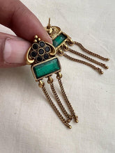 Antique Gold polish emerald hangings-Earrings-CI-House of Taamara