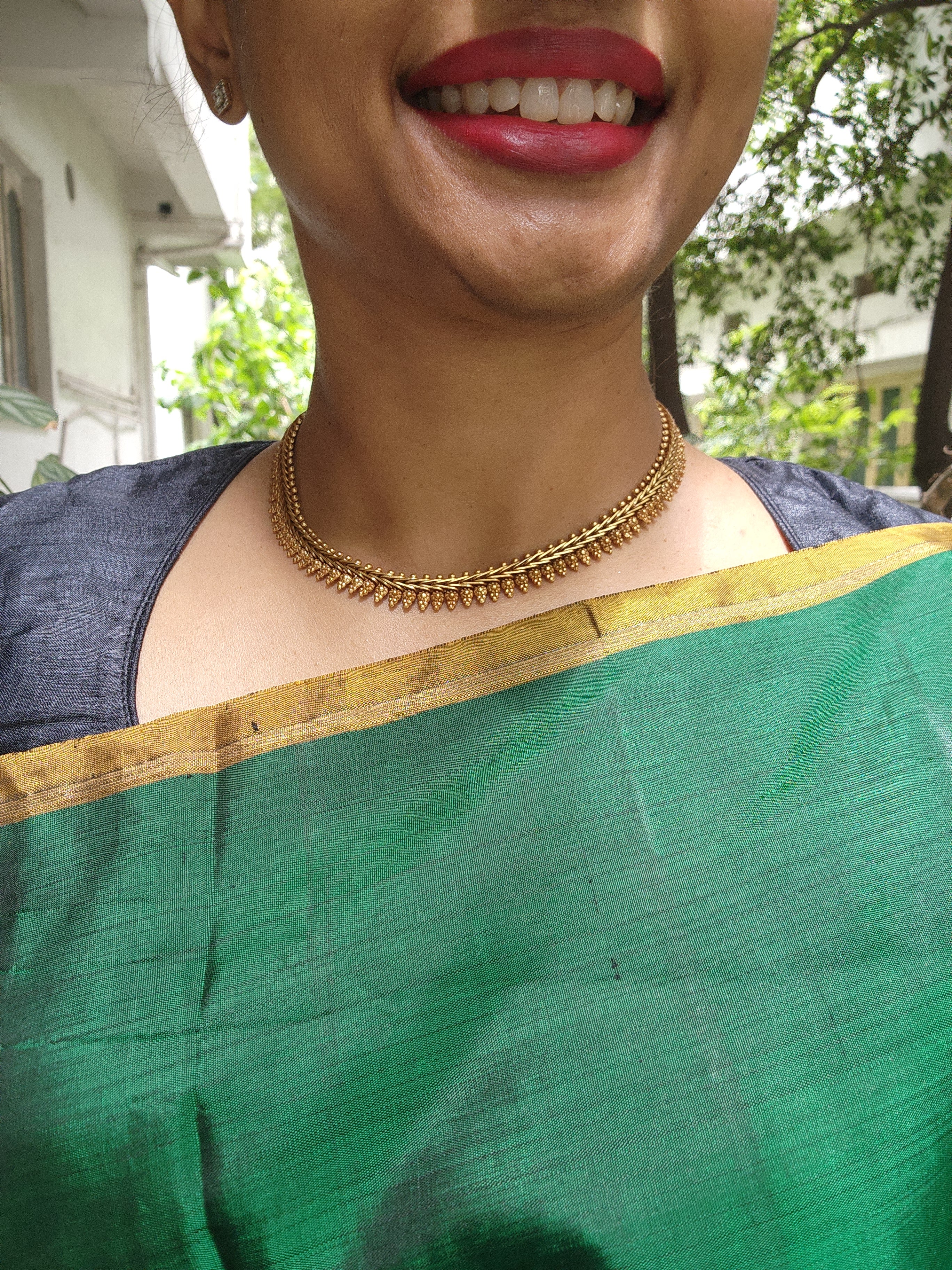 Antique Gold polish necklace-Silver Neckpiece-CI-House of Taamara