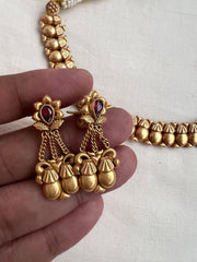 Antique Gold polish necklace with earrings, SET-Silver Neckpiece-CI-House of Taamara