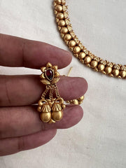 Antique Gold polish necklace with earrings, SET-Silver Neckpiece-CI-House of Taamara