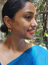 Antique Gold polish ruby and emerald hangings-Earrings-CI-House of Taamara