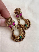 Antique Gold polish ruby and emerald hangings-Earrings-CI-House of Taamara