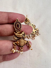 Antique Gold polish ruby hangings-Earrings-CI-House of Taamara