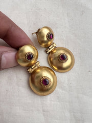 Antique Gold polish ruby hangings-Earrings-CI-House of Taamara