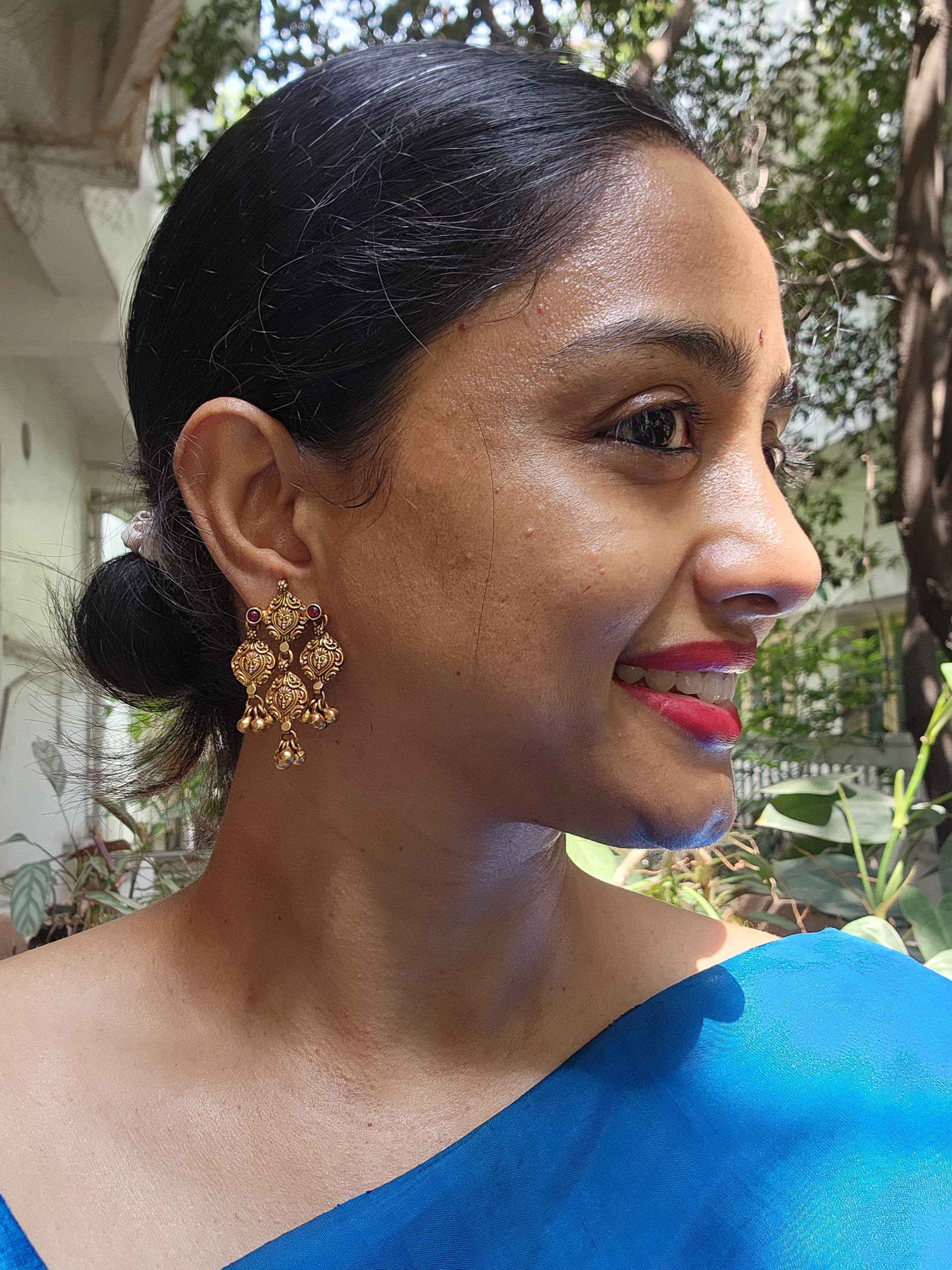 Antique Gold polish ruby hangings-Earrings-CI-House of Taamara