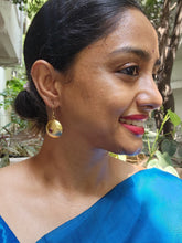 Antique Gold polish ruby hook earrings-Earrings-CI-House of Taamara