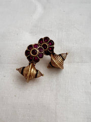 Antique Gold polish ruby studs-Earrings-CI-House of Taamara