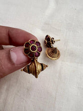 Antique Gold polish ruby studs-Earrings-CI-House of Taamara