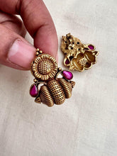 Antique Gold polish ruby studs-Earrings-CI-House of Taamara
