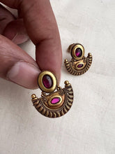 Antique Gold polish ruby studs-Earrings-CI-House of Taamara