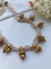 Antique beads with antique pearls mala-Silver Neckpiece-PL-House of Taamara