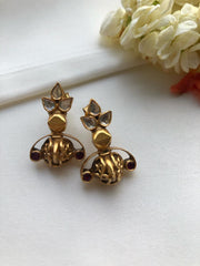 Antique earrings with kundan and ruby-Earrings-PL-House of Taamara