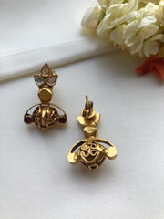Antique earrings with kundan and ruby-Earrings-PL-House of Taamara
