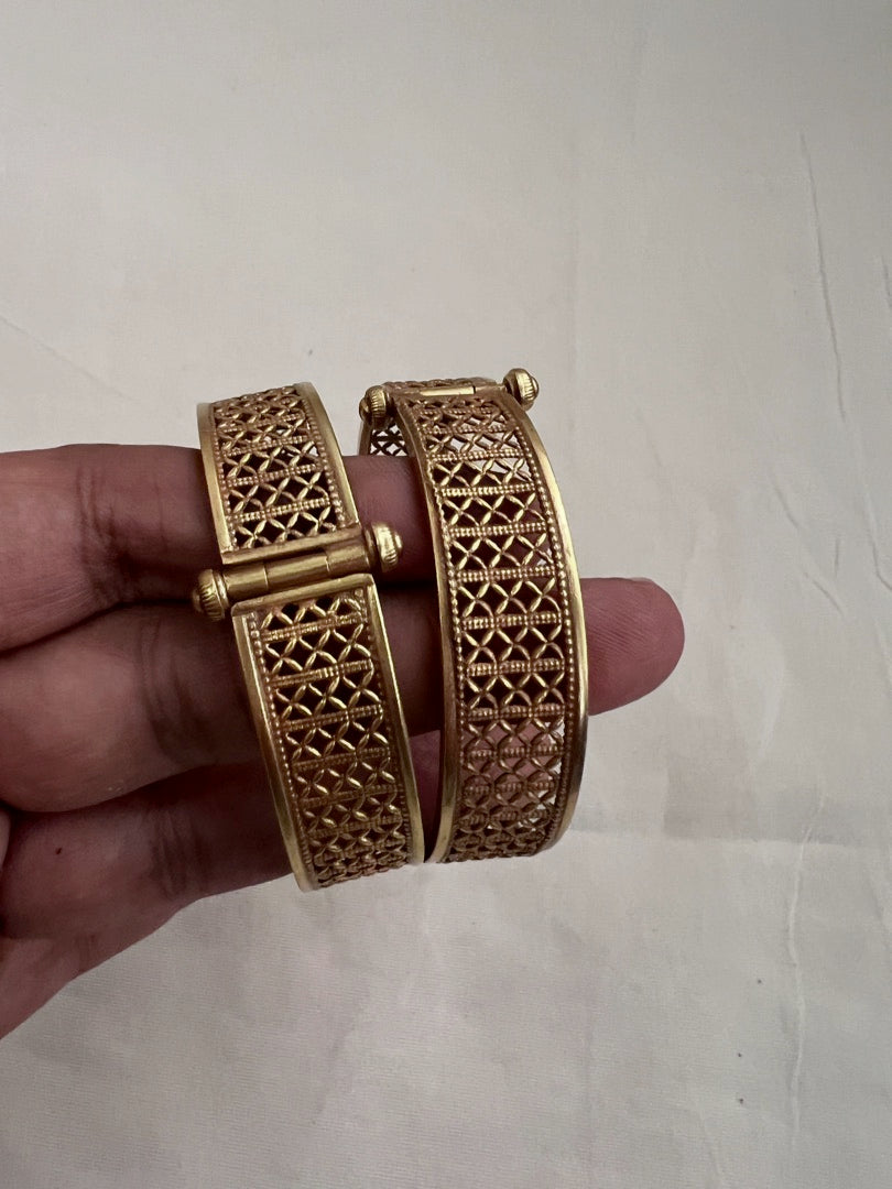 Antique gold polish bangles, PAIR-Silver Bracelet-CI-House of Taamara