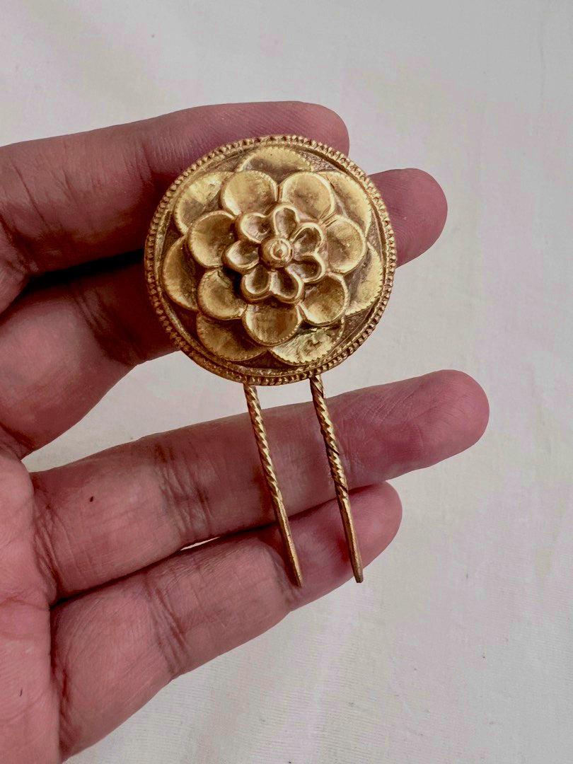 Antique gold polish hair clip-Silver Neckpiece-CI-House of Taamara