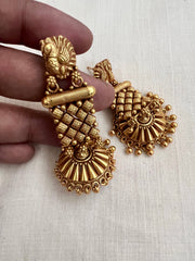 Antique gold polish jhumkas-Earrings-CI-House of Taamara