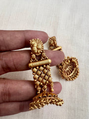 Antique gold polish jhumkas-Earrings-CI-House of Taamara