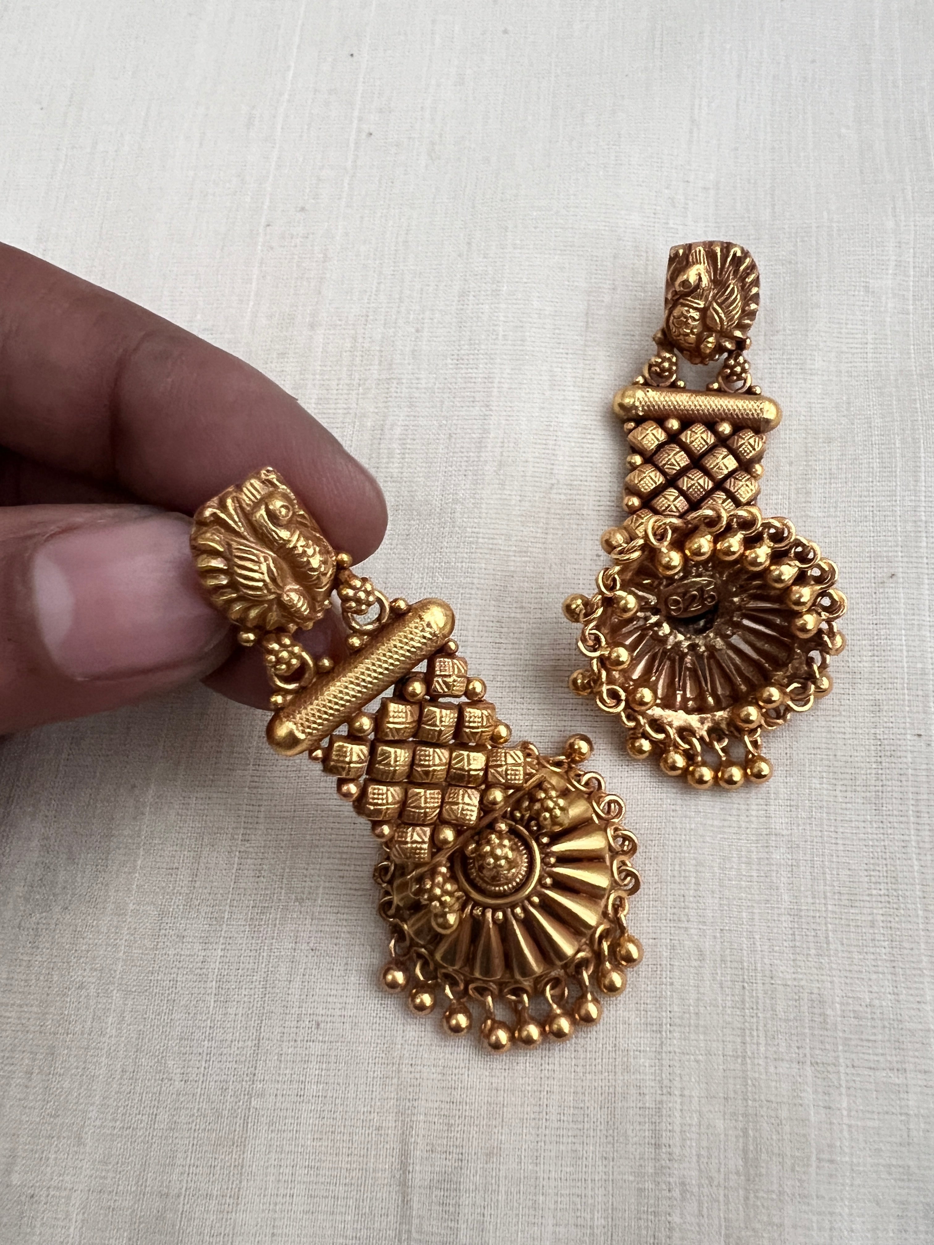 Antique gold polish jhumkas-Earrings-CI-House of Taamara