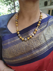 Antique gold polish kundan beads & gundu beads-Silver Neckpiece-PL-House of Taamara