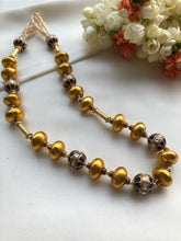 Antique gold polish kundan beads & gundu beads-Silver Neckpiece-PL-House of Taamara