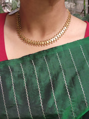 Antique gold polish necklace-Silver Neckpiece-CI-House of Taamara