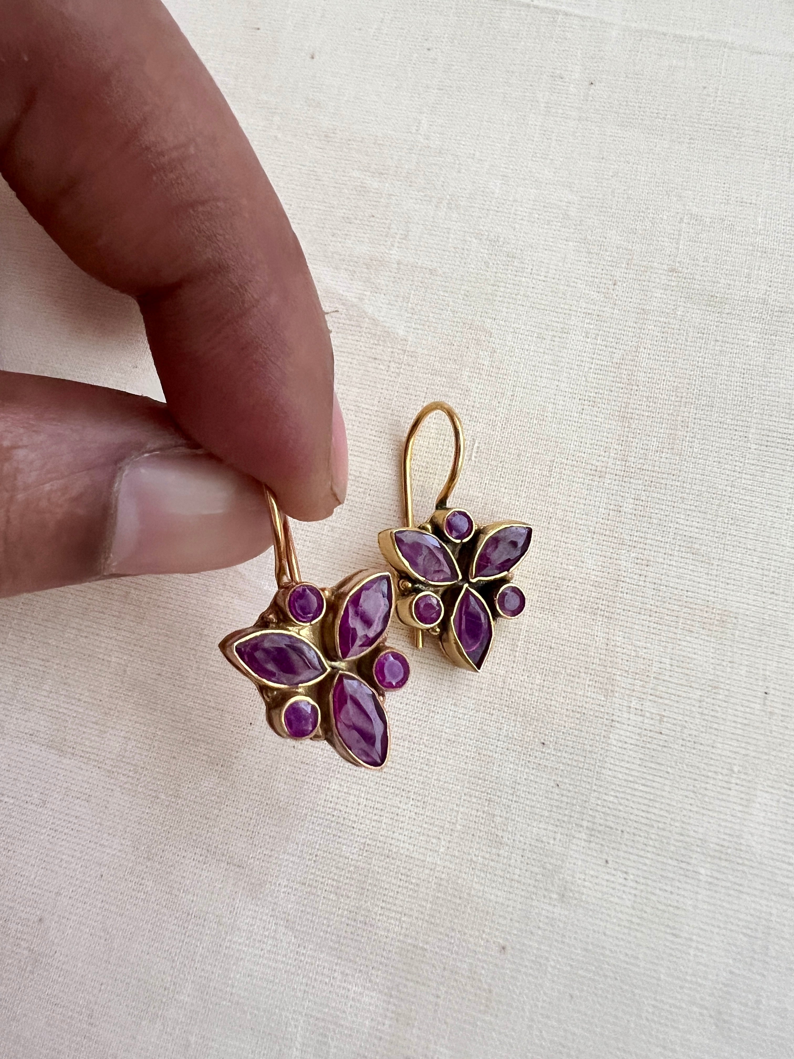 Antique gold polish ruby hangings-Earrings-CI-House of Taamara