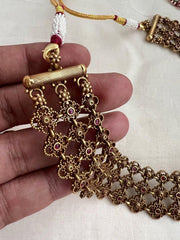 Antique gold polish ruby necklace-Silver Neckpiece-CI-House of Taamara
