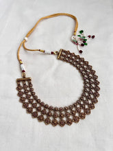 Antique gold polish ruby necklace-Silver Neckpiece-CI-House of Taamara