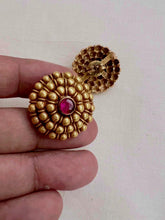 Antique gold polish ruby studs-Earrings-CI-House of Taamara