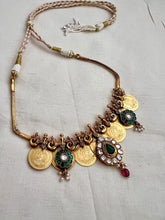 Antique gold polish short kasumala with kundan motifs-Silver Neckpiece-CI-House of Taamara