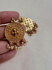 Antique gold polish studs-Earrings-CI-House of Taamara