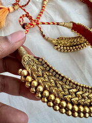 Antique gold polish thussi-Silver Neckpiece-CI-House of Taamara