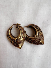 Antique gold polish vintage chettinad work earrings-Earrings-CI-House of Taamara