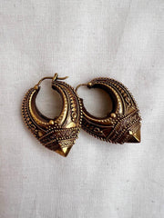 Antique gold polish vintage chettinad work earrings-Earrings-CI-House of Taamara