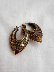 Antique gold polish vintage chettinad work earrings-Earrings-CI-House of Taamara