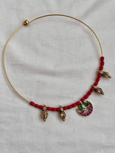 Antique polish kundan, ruby & emerald pendant with coral beads hasli-Silver Neckpiece-CI-House of Taamara