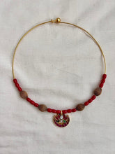 Antique polish kundan, ruby & emerald pendant with coral beads hasli-Silver Neckpiece-CI-House of Taamara