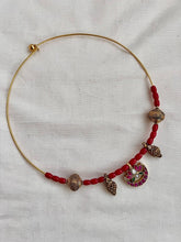 Antique polish kundan, ruby & emerald pendant with coral beads hasli-Silver Neckpiece-CI-House of Taamara