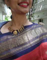 Antique polish pieces with pearls mala-Silver Neckpiece-PL-House of Taamara