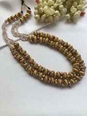 Antique style 2 line beads with bunch pearls necklace-Silver Neckpiece-PL-House of Taamara