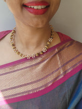 Antique style beads with zircon stone necklace-Silver Neckpiece-PL-House of Taamara