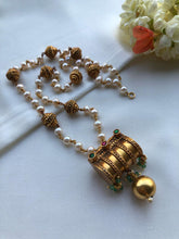 Antique style box with pearl and antique beads mala-Silver Neckpiece-PL-House of Taamara