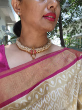 Antique style bunch pearls necklace with coral pendant-Silver Neckpiece-pl-House of Taamara