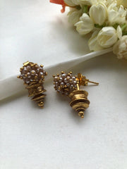 Antique style earrings with pearls bunch-Earrings-PL-House of Taamara