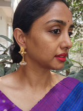 Antique style jhumkas with pearls bunch-Earrings-PL-House of Taamara